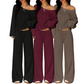 Damen-Zweiteiler mit schulterfreiem Oberteil und weiter Hose