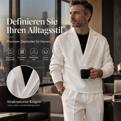Herren-Twill-Pyjama Set mit Reverskragen und Hose