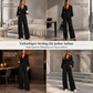 ⚡Beliebteste Wahl! 50% Rabatt!⚡Zweiteiliges Damen-Outfit Für Herbst und Winter Tiefer V-Ausschnitt, Ballonärmel, Plissiertes Oberteil und weithosen mit Taschen