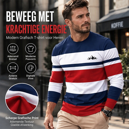 📢🎉50%Rabatt!!!🛍️✨Gestreept shirt met ronde hals en lange mouwen voor heren