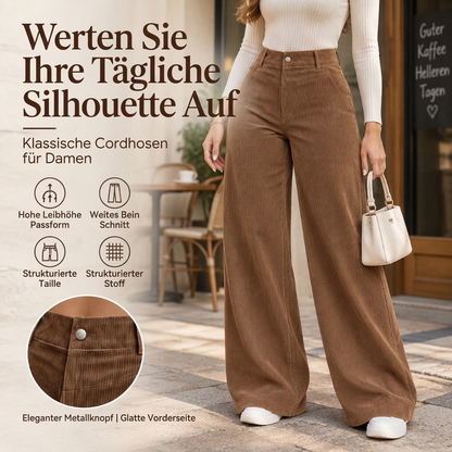 💞Top bewertet + 50% Rabatt!💞 Freizeit-Cordhose für Damen mit weitem Bein