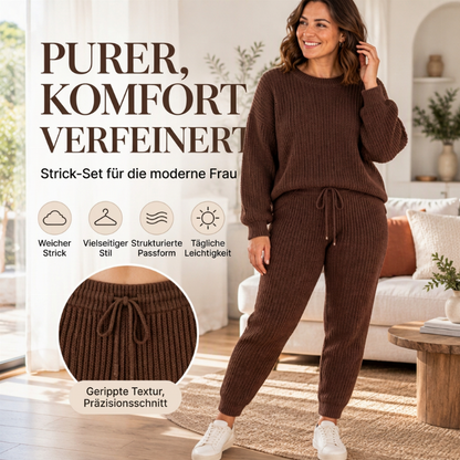 Freizeit Zweiteiler für Damen aus Rippstrick