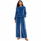 Freizeit-Zweiteiler für Damen: Langarmoberteil und Wide-Leg-Hose, Business-Outfit für Herbst und Winter