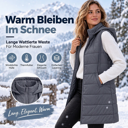🥳Schnell sein!🥳 Damen mittellange, gesteppte Weste mit Kapuze