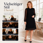 👗 Elegantes Damenkleid mit transparenten Punktenärmeln – Weich, feminin & stilvoll für festliche Anlässe ✨