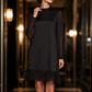 👗 Elegantes Damenkleid mit transparenten Punktenärmeln – Weich, feminin & stilvoll für festliche Anlässe ✨