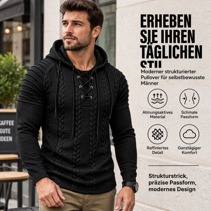 🚀Viral gegangen!🚀 Texturiertes, plissiertes Herren-Hoodie mit Schulterdetails