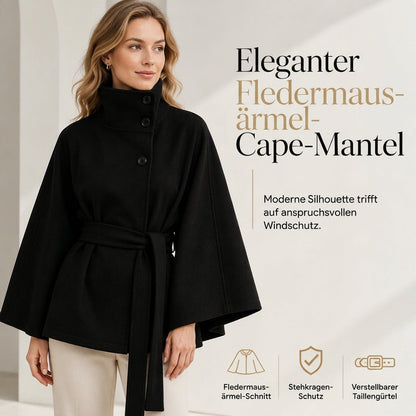 Damen Umhang Trenchcoat Stehkragen Knöpfe Gürteljacke