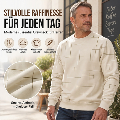 Freizeit Sweatshirt mit Rundhalsausschnitt und Linienmuster für Herren