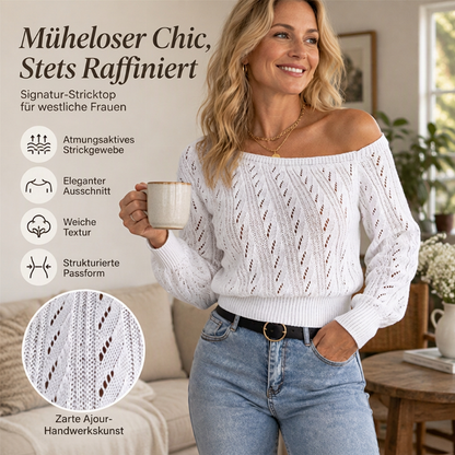🔥Nur heute: 50% Rabatt!🔥 Damen schulterfreies kurz geschnittenes Strickpullover