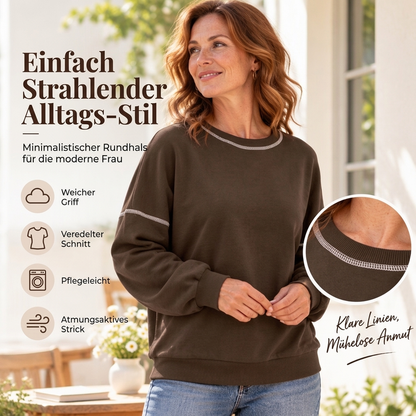 🚀Neu eingetroffen! 50% Rabatt!🚀Locker geschnittenes Rundhalsshirt aus Sweatstoff für Damen