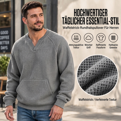 📢Blitzangebot! Jetzt zuschlagen!📢 Legere Waffelstrick-Sweatshirt für Herren