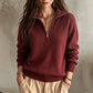 ⚡Flash-Sale! Solange der Vorrat reicht!⚡ Damen Freizeit einfarbiges Halbzip-Sweatshirt