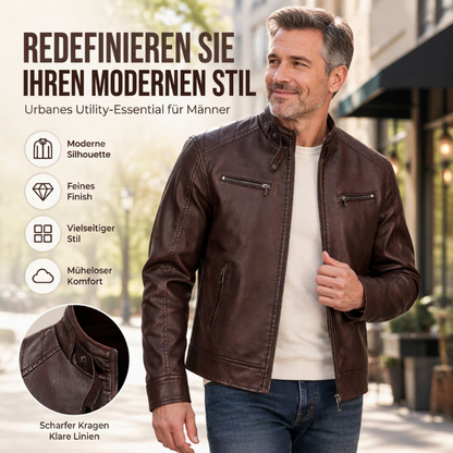 📢🎉50%Rabatt!!!🛍️✨Stylische Stehkragen-PU-Lederjacke für Herren