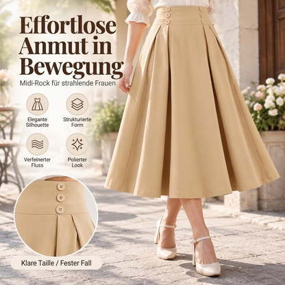 ⭐👗Beliebt | Elegante Falten, Alltag & Date – Damen Midirock mit hoher Taille und Faltenwurf