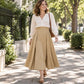 ⭐👗Beliebt | Elegante Falten, Alltag & Date – Damen Midirock mit hoher Taille und Faltenwurf