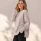 📢50% Rabatt!📢 Damen Lockere Rundhalsausschnitt Sweatshirt mit Seitenschlitz