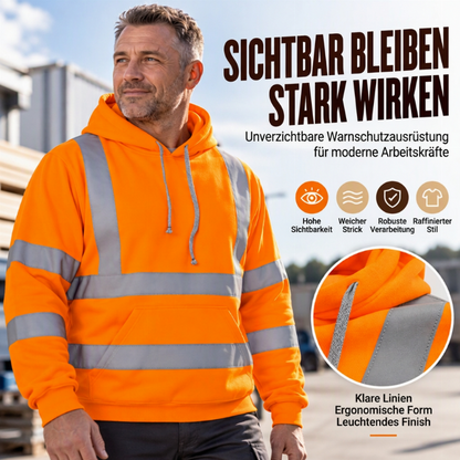 Herren Hoodie mit Reißverschluss und hochsichtbaren Reflexstreifen
